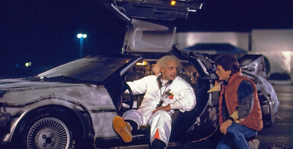 Volver al futuro, la icónica trilogía de Robert Zemeckis. En la foto, el Doc Brown y Marty McFly.